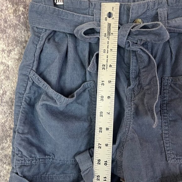 SO Blue Corduroy Cuffed Bow Pleated Short Shorts High Rise Womens 1 - Picture 9 of 10